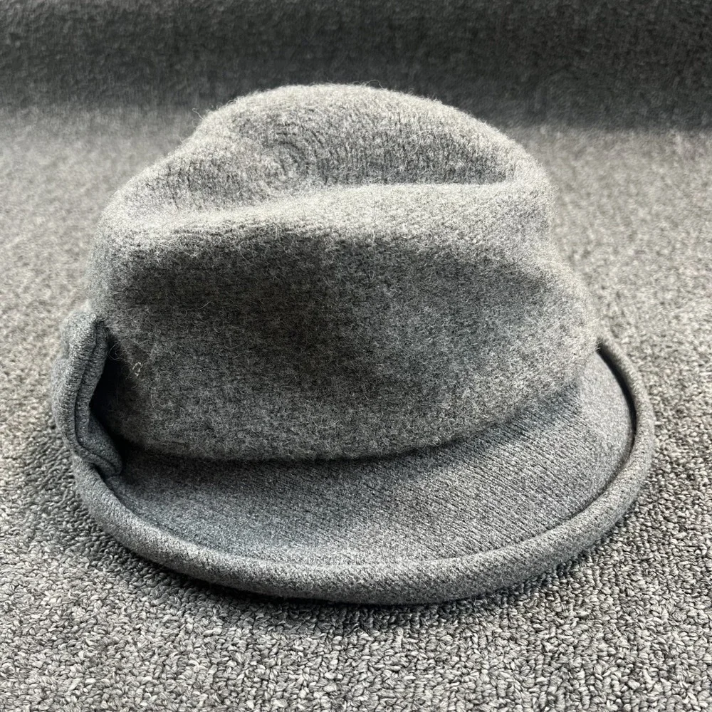 Vintage Aesthetic Grey Wool Blend Bow Cloche Hat One Size Winter Felt Fedora